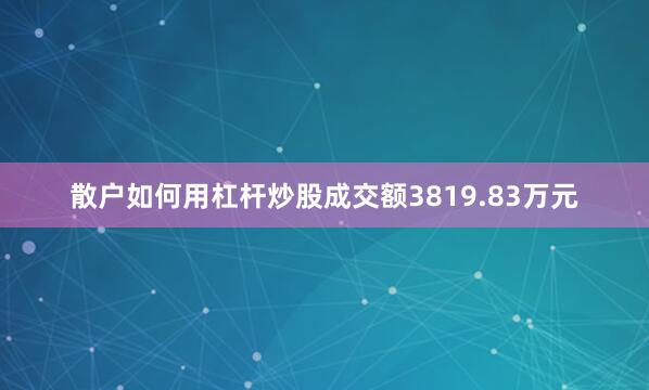 散户如何用杠杆炒股成交额3819.83万元