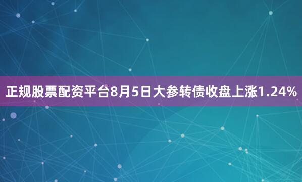 正规股票配资平台8月5日大参转债收盘上涨1.24%