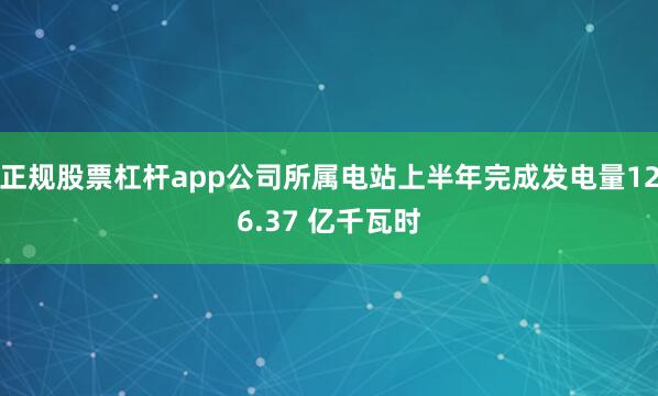 正规股票杠杆app公司所属电站上半年完成发电量126.37 亿千瓦时